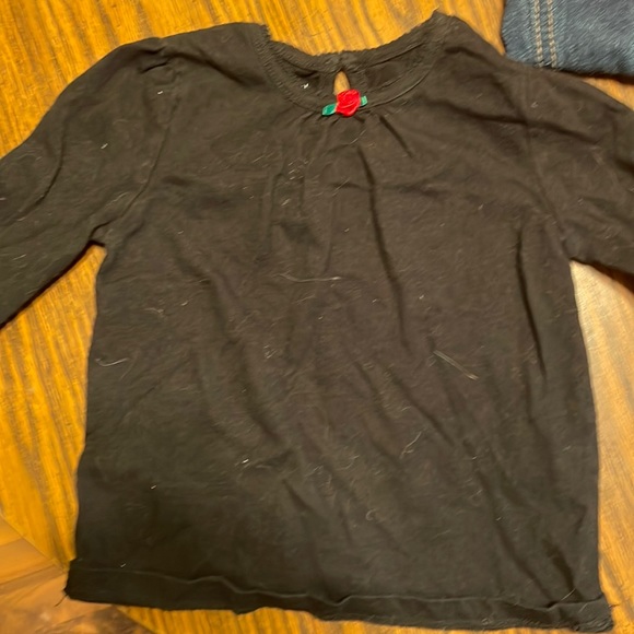 Girls 3t wonder kids black long sleeved top with rose formal top - Picture 1 of 3